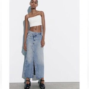 Zara Blue Denim Maxi Skirt